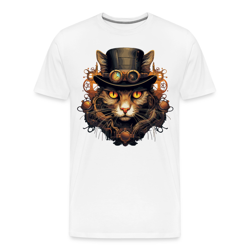 Steampunk Cat - Männer T-Shirt - weiß