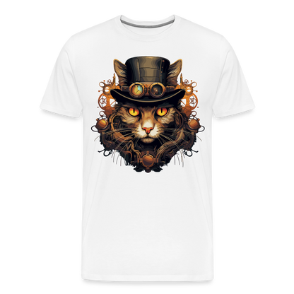 Steampunk Cat - Männer T-Shirt - weiß