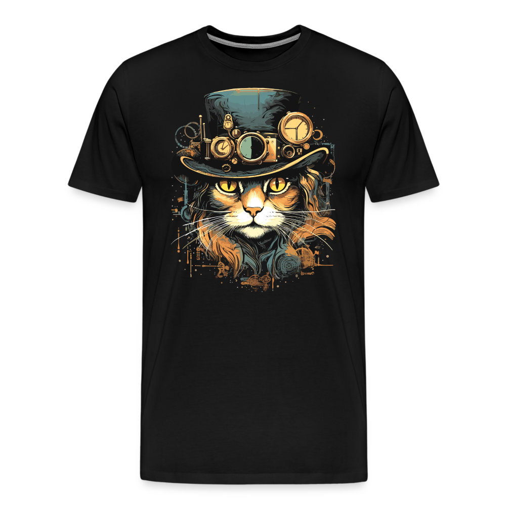 Steampunk Cat - Männer T-Shirt - Schwarz