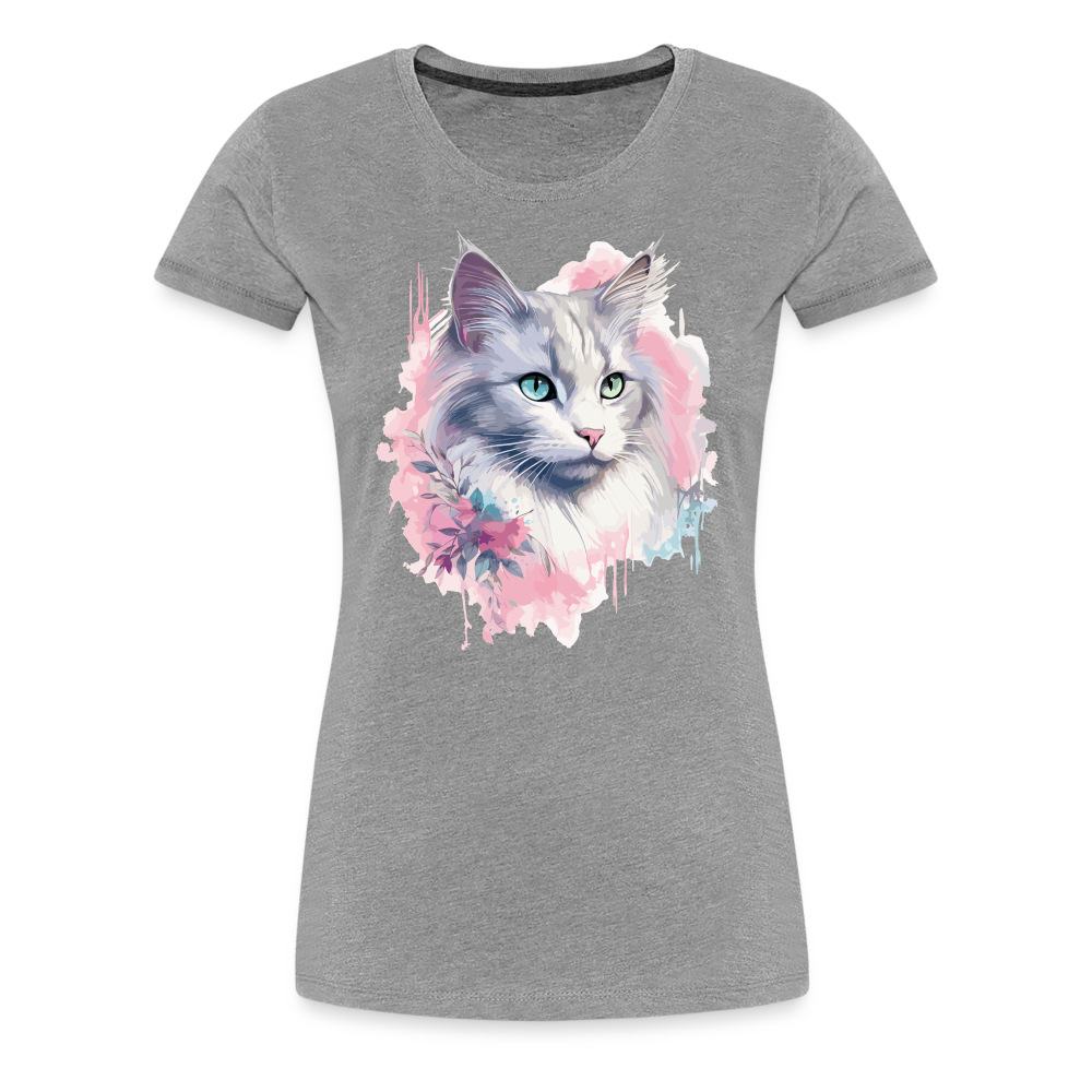 Odd-Eye Cat - Frauen T-Shirt - Grau meliert