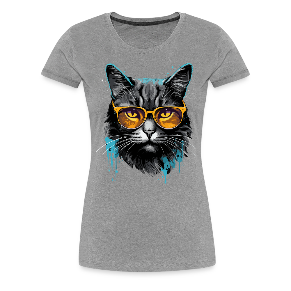 Splash Cat - Frauen T-Shirt - Grau meliert