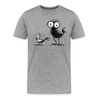 Funny Birds Spatzen - Männer T-Shirt - Grau meliert