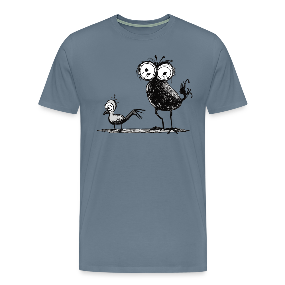 Funny Birds Spatzen - Männer T-Shirt - Blaugrau