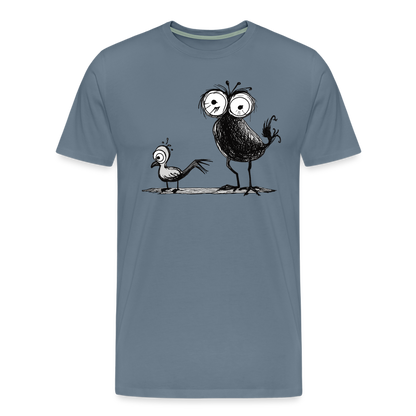 Funny Birds Spatzen - Männer T-Shirt - Blaugrau