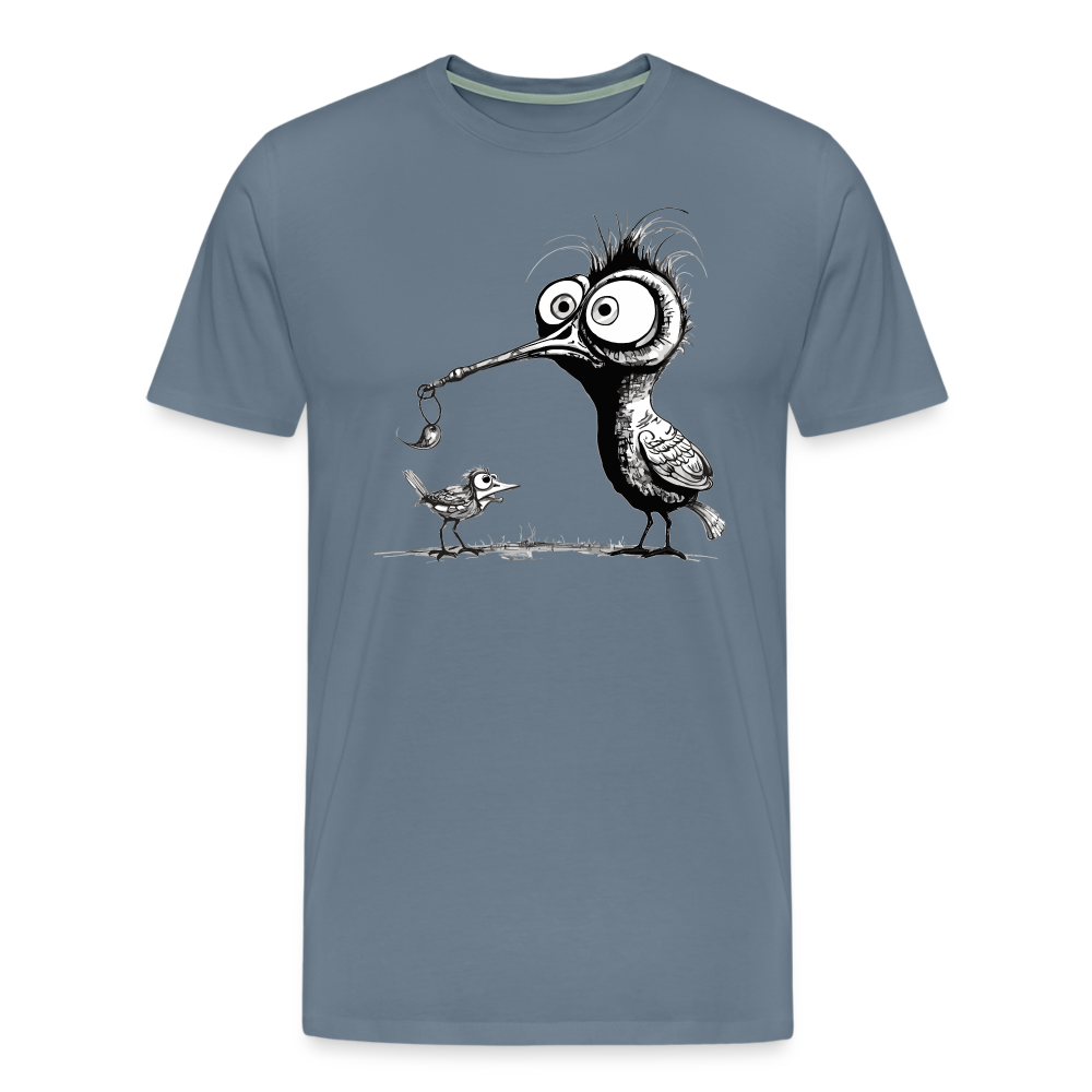 Funny Birds Amsel & Spatz - Männer T-Shirt - Blaugrau