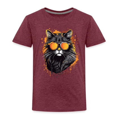 Cool Cat - Kinder T-Shirt - Bordeauxrot meliert