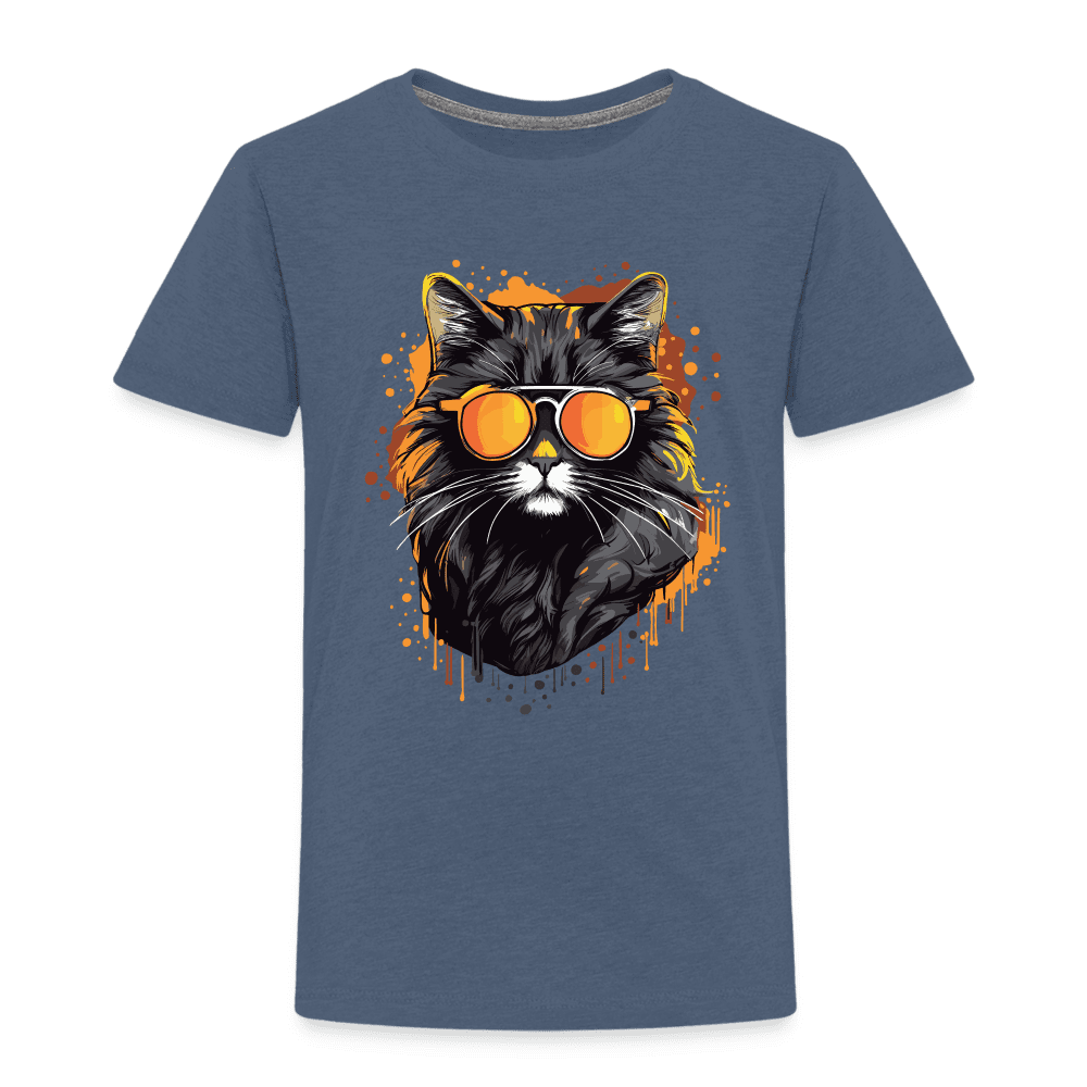 Cool Cat - Kinder T-Shirt - Blau meliert