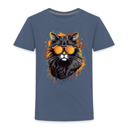 Cool Cat - Kinder T-Shirt - Blau meliert