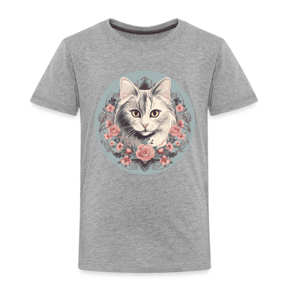 Romantic Cat - Kinder T-Shirt - Grau meliert