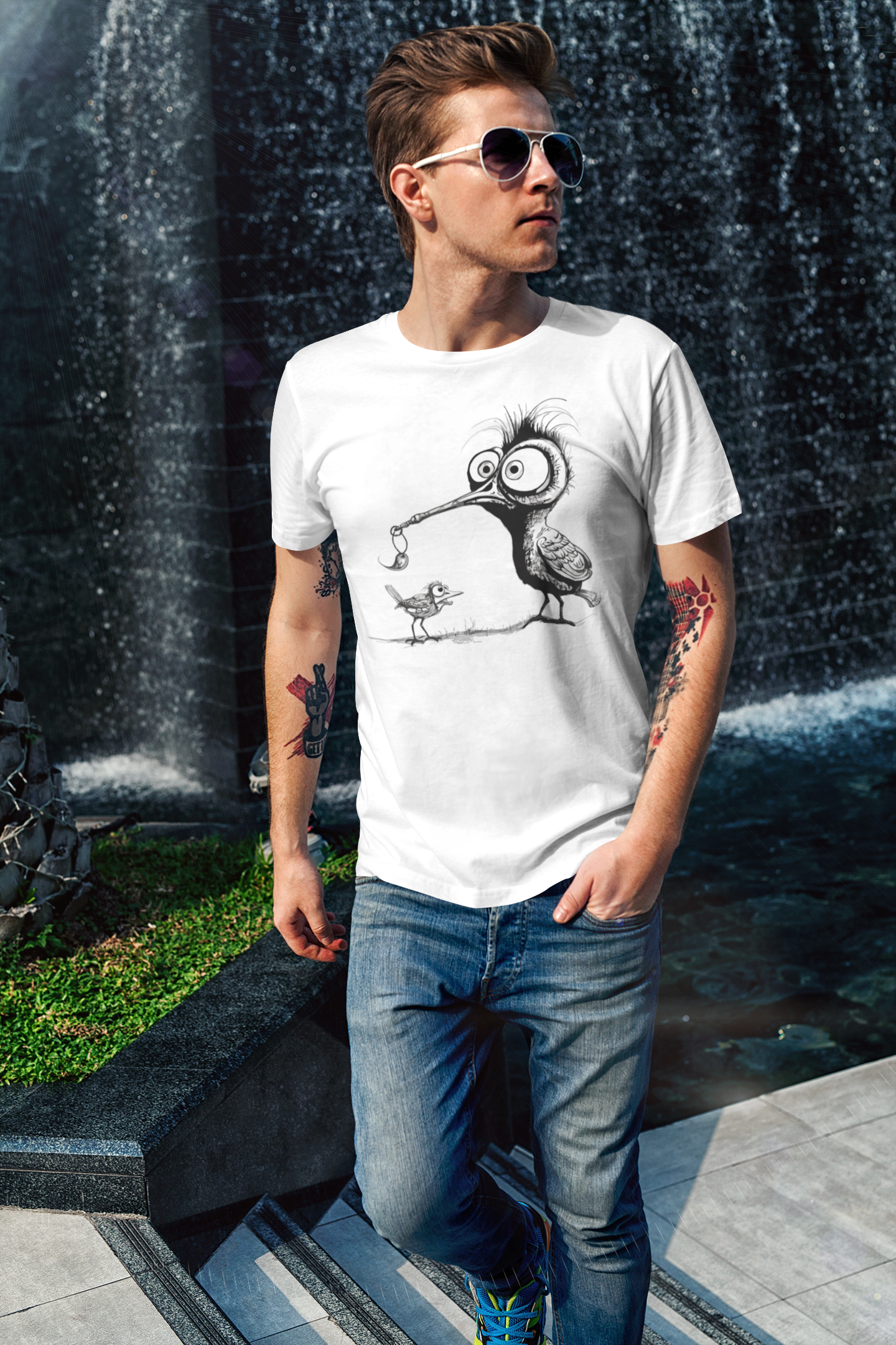 Funny Birds Amsel & Spatz - Männer T-Shirt