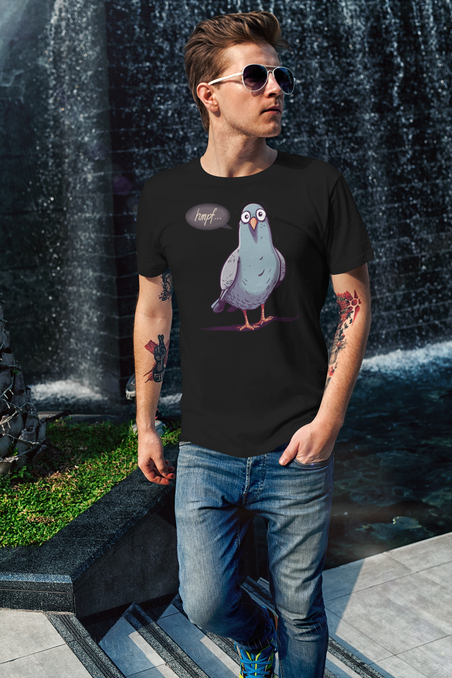 Funny Birds Hmpf Taube - Männer T-Shirt