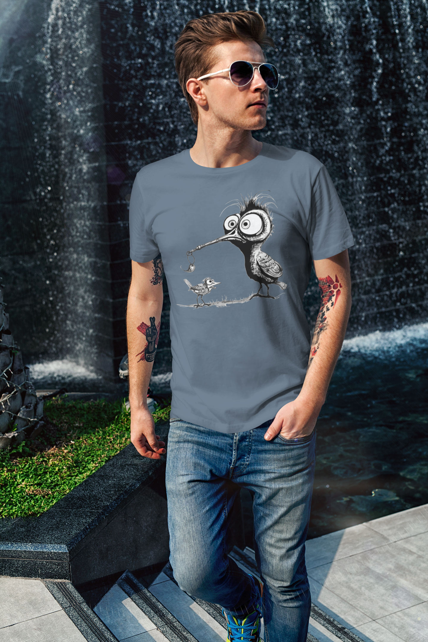 Funny Birds Amsel & Spatz - Männer T-Shirt